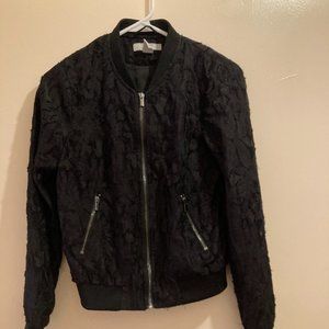 Black Lace Pattern H&M Bomber Jacket Size 2